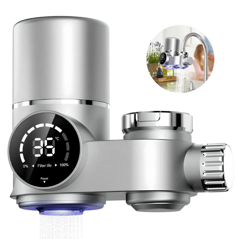 Smart UV-Wasserhahnfilter mit LED-Anzeige – 8-Stufen-Filtration, stromfrei