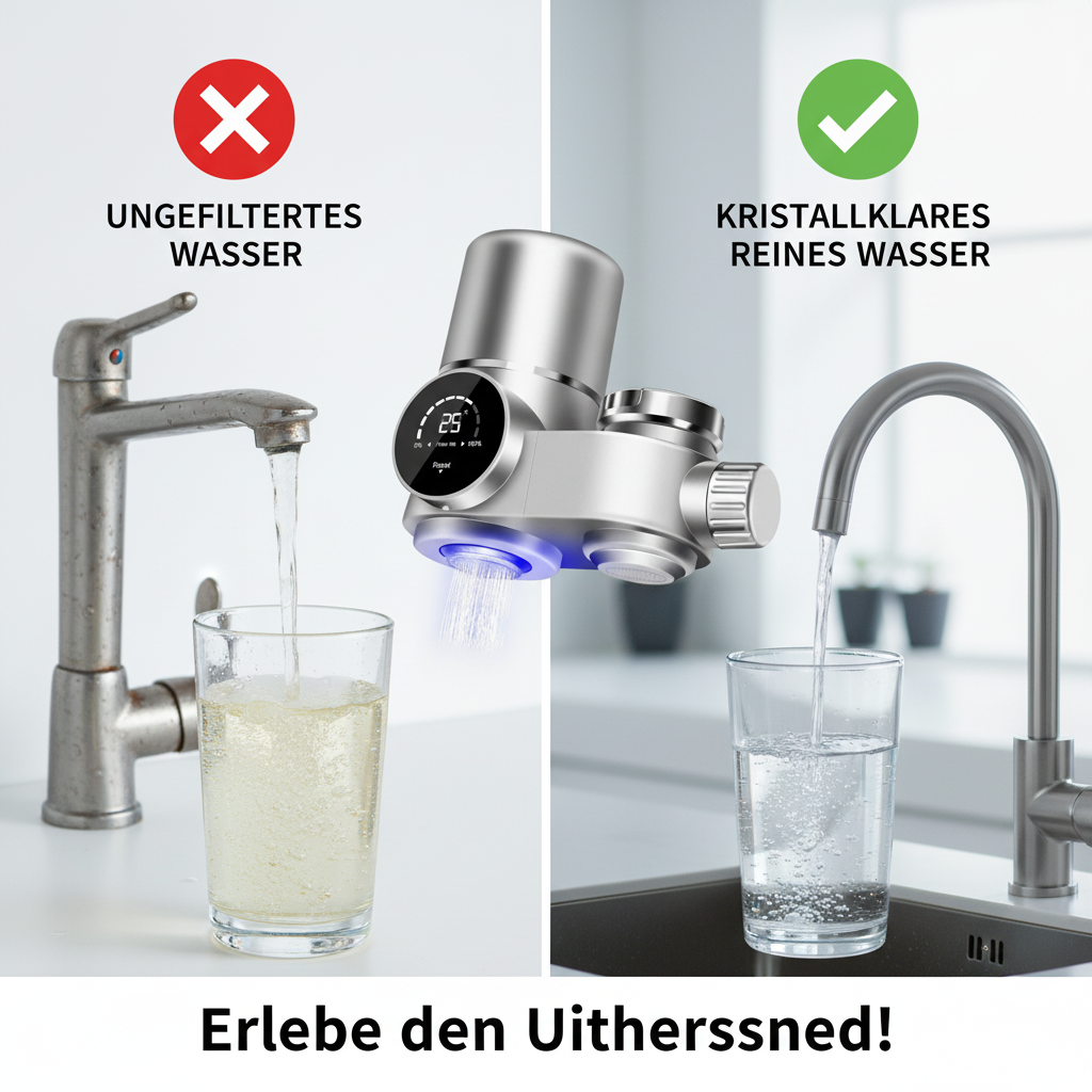 Smart UV-Wasserhahnfilter mit LED-Anzeige – 8-Stufen-Filtration, stromfrei